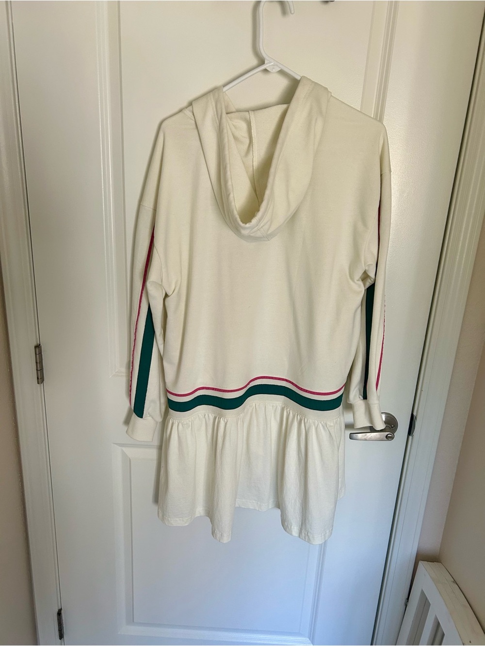 Womens Cream Hoodie Dress with Pink and Green Stripe daily practice from
Anthro